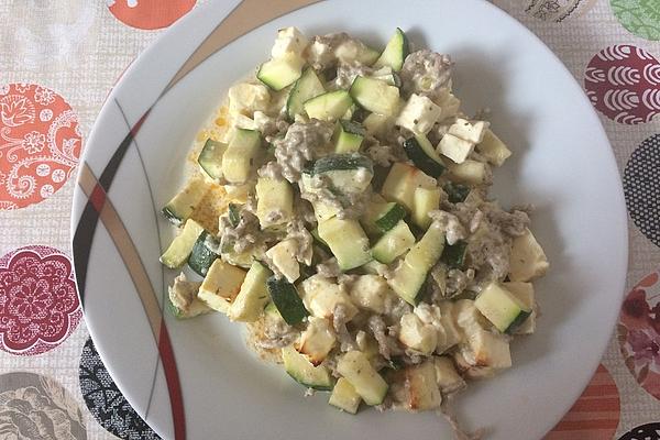 Zucchini Mince Casserole with Sheep Cheese