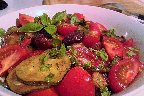 Zucchini-mushroom-tomato Salad with Balsamic Dressing