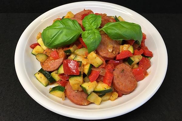 Zucchini Pan with Cabanossi