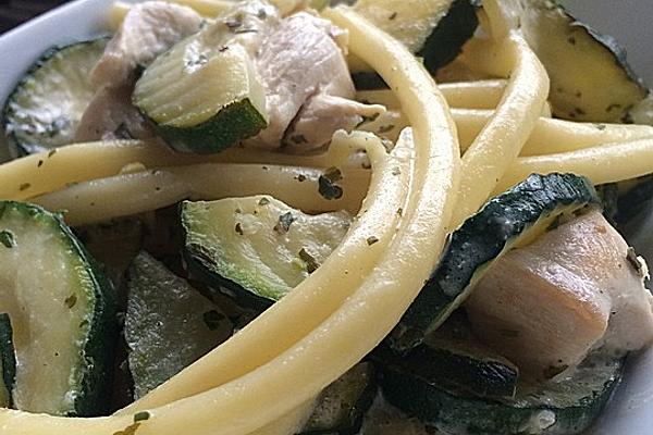 Zucchini Pasta with Chicken Breast in Herb Cream