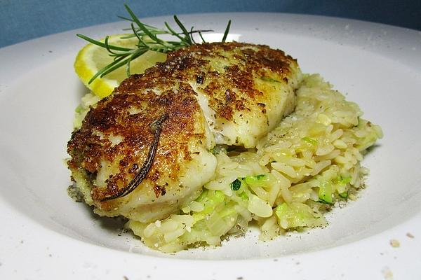 Zucchini Rice with Fried Salmon Fillet