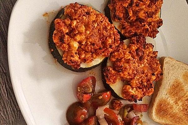 Zucchini Slices with Feta Pesto Topping
