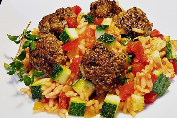 Zucchini-tomato Rice with Meatballs