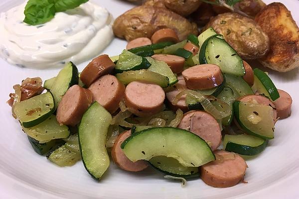 Zucchini with Vienna Sausages