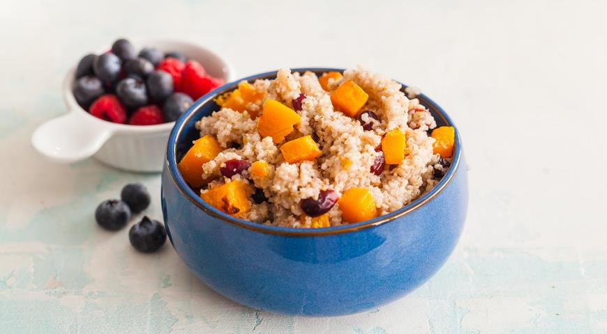 Barley Porridge with Baked Pumpkin and Cranberries