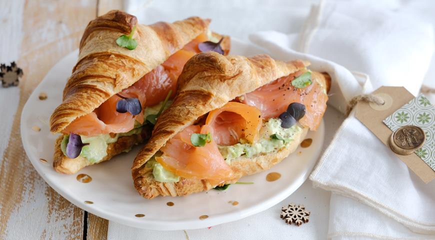 Croissant with Avocado and Salmon