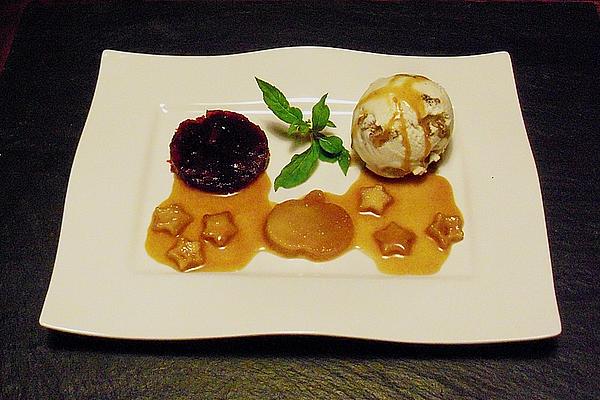 Apple in Cream Caramel with Walnut Ice Cream