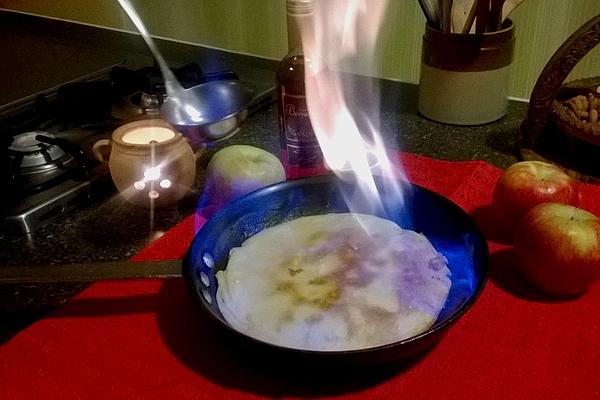 Apple Pancakes Flambéed with Calvados