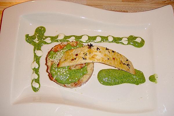 Apple – Salmon – Tartare on Wasabi Dish