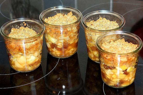 Apple with Almond Sprinkles Baked in Glass