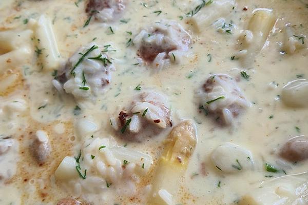 Asparagus and Rice Minced in Pan