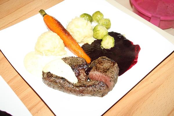 Beef Rump Steak on Blueberry Sauce