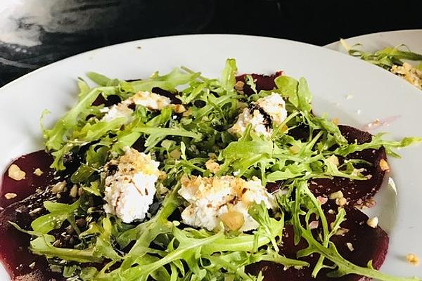 Beetroot Carpaccio with Goat Cheese and Walnuts