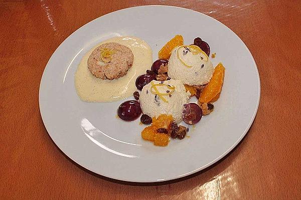 Blood Orange Soufflé on Vanilla Sauce