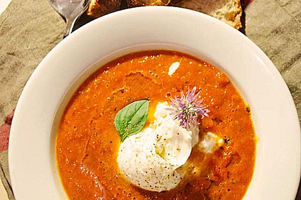 Caprese Soup with Buffalo Mozzarella