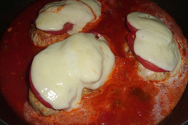 Chicken Breast in Creamy Tomato Sauce on Vegetables