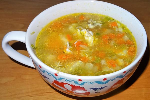 Chicken Soup with Poached Eggs