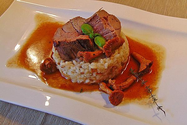 Leg Of Venison on Chanterelle Risotto