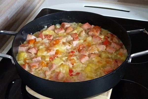 Meat Sausage Casserole with Whiskey Soy Sauce