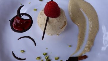 Cinnamon Parfait with Nougat Sauce