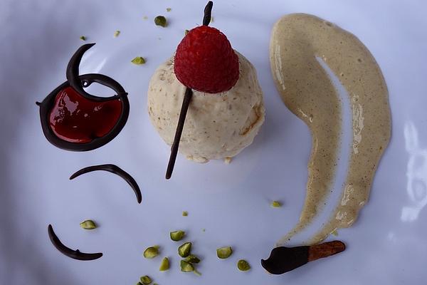 Nut Parfait with Warm Cinnamon Sauce