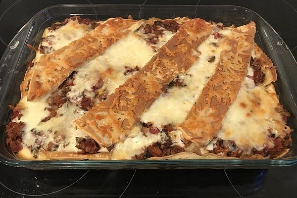 Pancake Lasagna with Spinach and Cheese