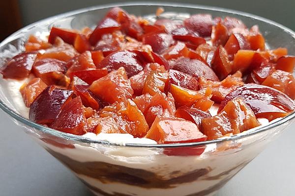 Plum Dessert with Mascarpone and Russian Bread