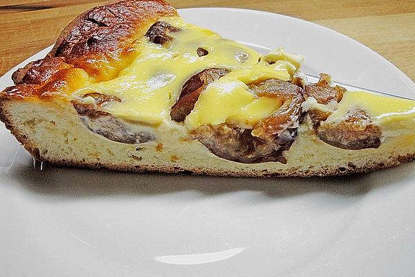 Plum Flan with Sour Cream Sauce