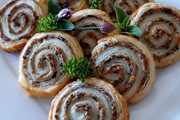 Puff Pastry Rolls with Feta and Olives Filling