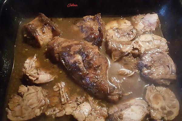 Rabbit Roll Roast with Minced Meat and Savoy Cabbage Filling