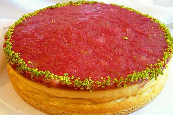 Sour Cream – Yoghurt – Cake with Rhubarb Topping