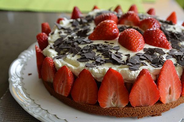 Strawberry Cake with Chocolate Base