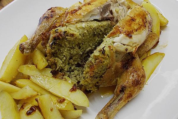 Stuffed Bulgur Chicken with Baked Potatoes