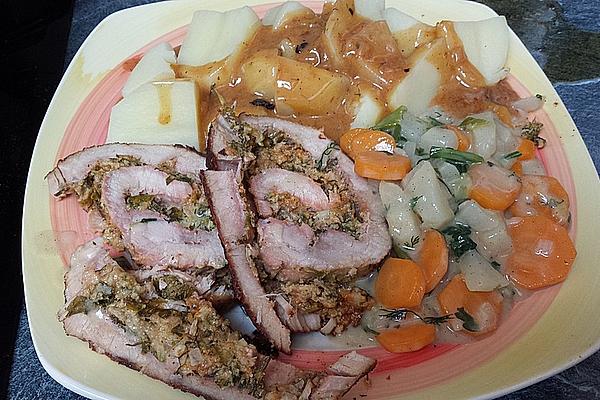 Stuffed Roast Pork, Onion and Sheep Cheese