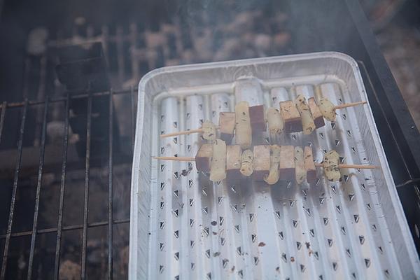 Vegan Asparagus Smoked Tofu Grill Skewers