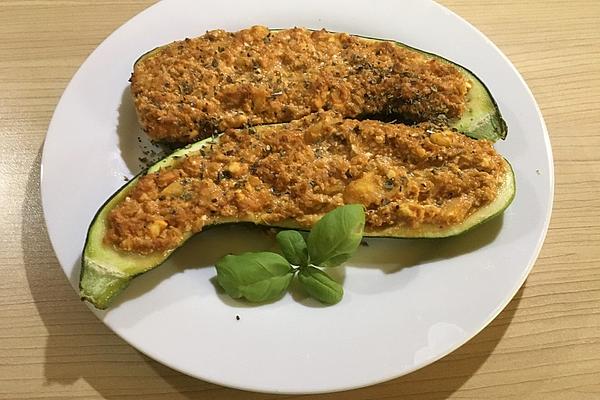 Vegetarian Filled Zucchini with Tofu and Feta