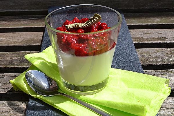 Verbena Panna Cotta with Raspberry Puree